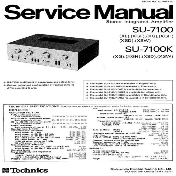 Wzmacniacz Technics SU-7100 - obrazek 14