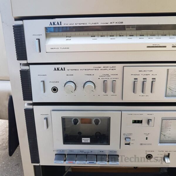Zestaw stereo AKAI AM-U01, AT-K02, CS-M01A   + szafka - obrazek 3